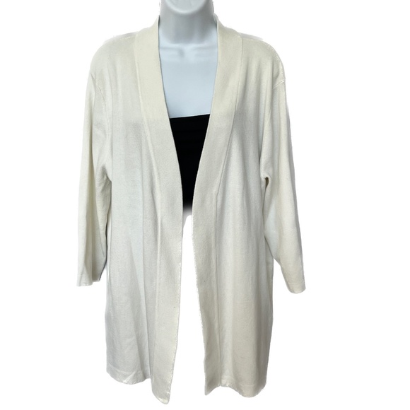 SPRING + MERCER Cardigan Open Front Ivory Size XXL Sweater Cotton Blend - Picture 1 of 4